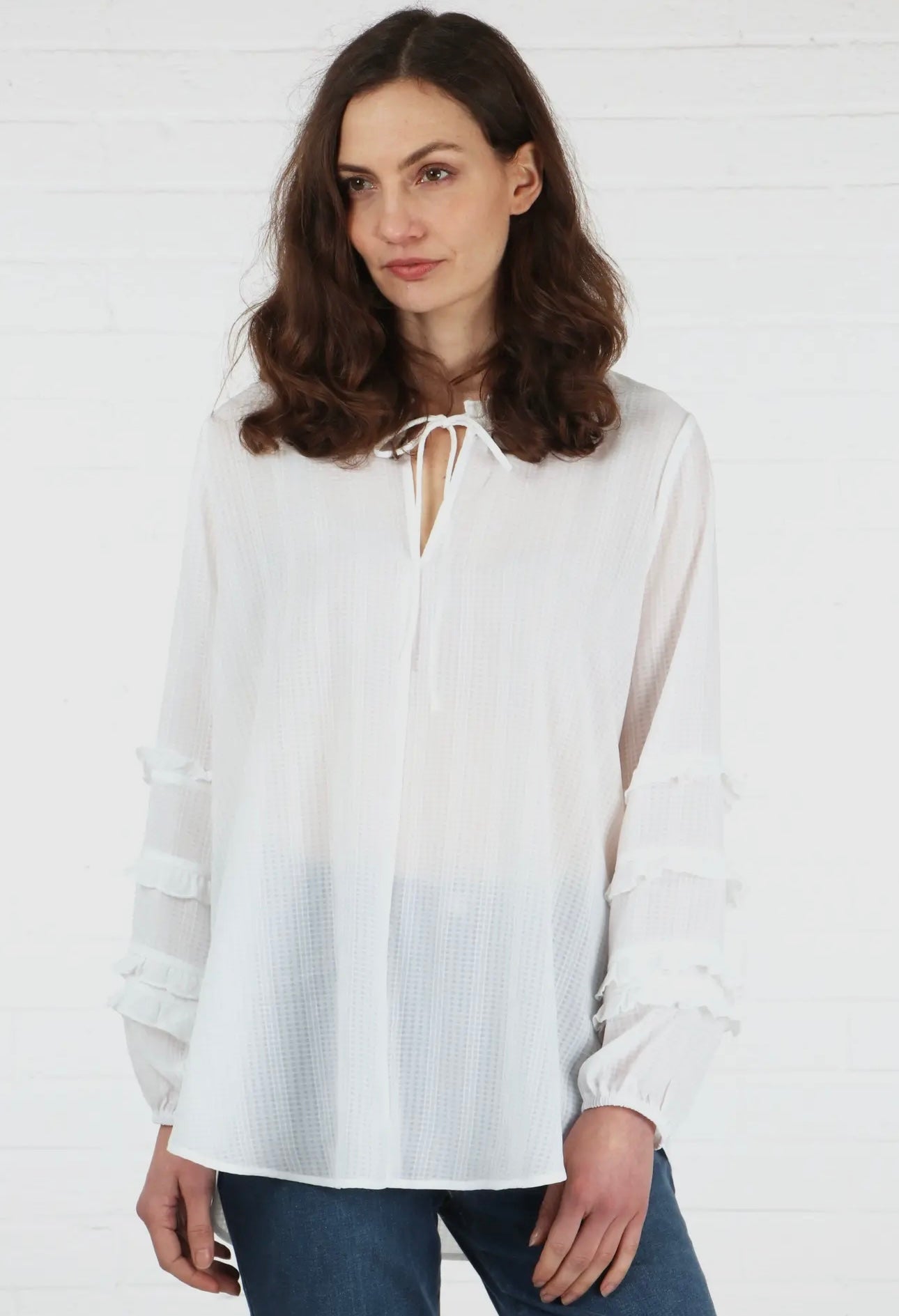 Dominic Ruffle Blouse in White