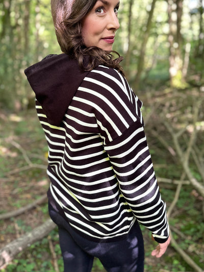 Alexis Knitted Hoodie in Black & White
