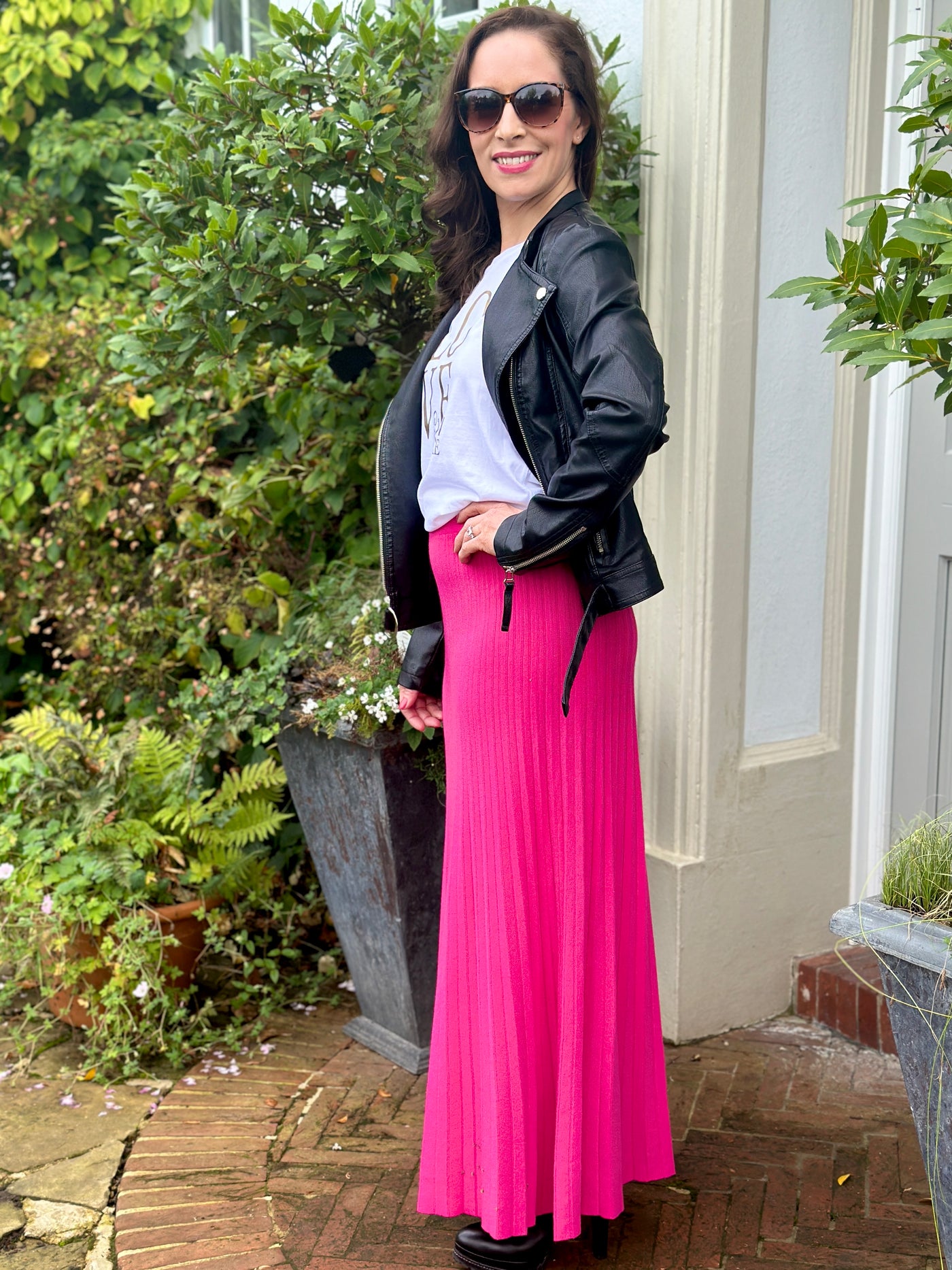 Elsa Knitted Skirt in Fuchsia
