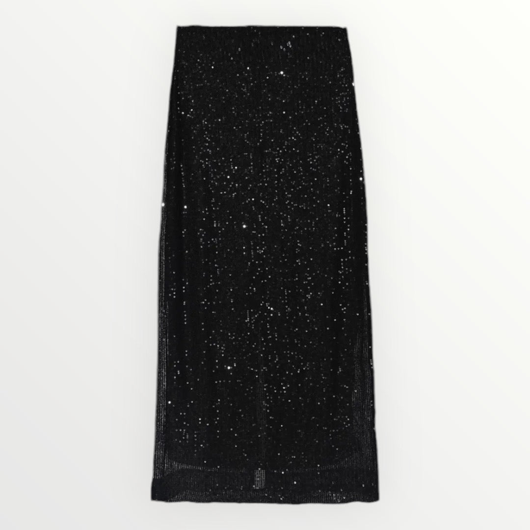 Black Sequin Midi Skirt