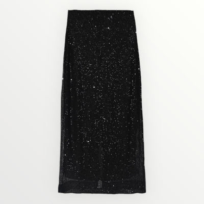 Black Sequin Midi Skirt