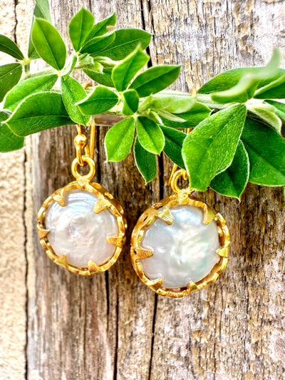 Mimosa Gold Pearl Earrings