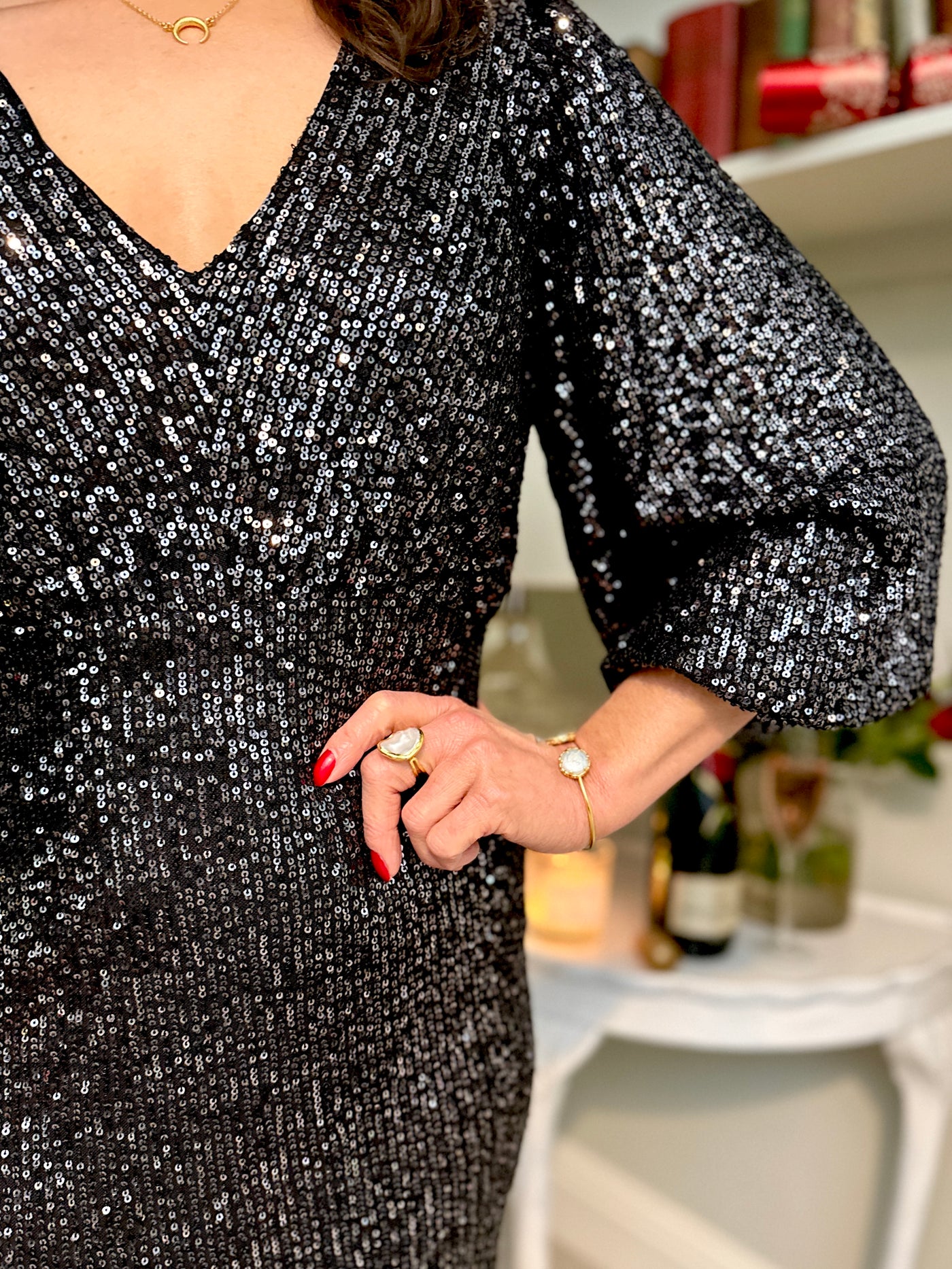 Holly Sequin Dress in Black