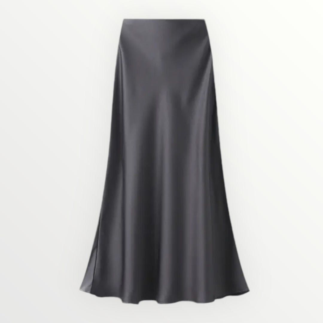 Gunmetal Grey Satin Slip Skirt