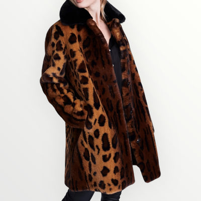 Nala Leopard Print Faux Fur Coat