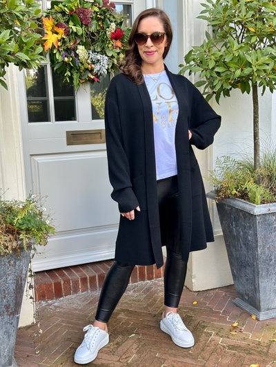 Evie Long Cardigan in Classic Black