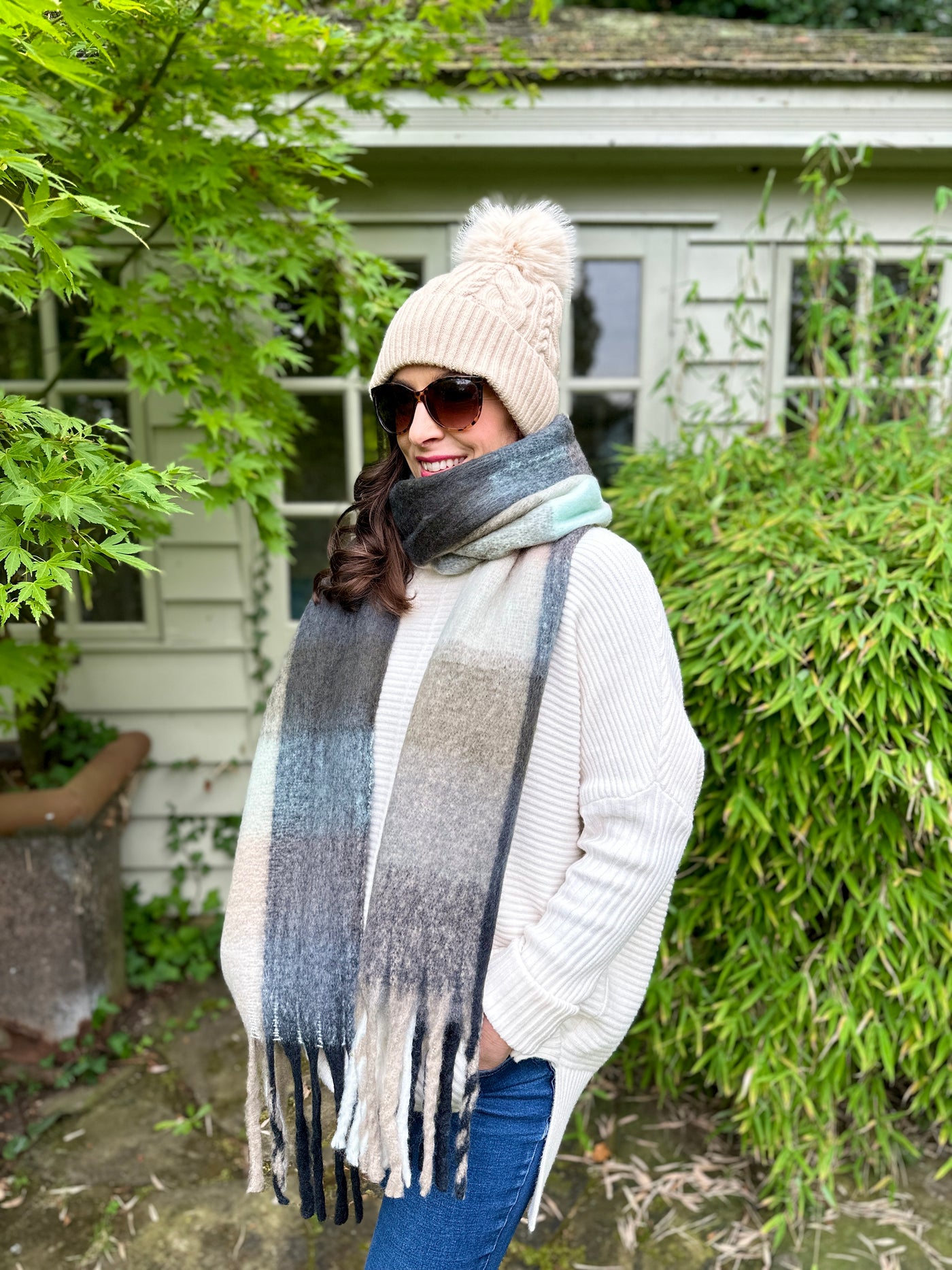 Amy Scarf in Black & Beige