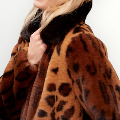 Nala Leopard Print Faux Fur Coat