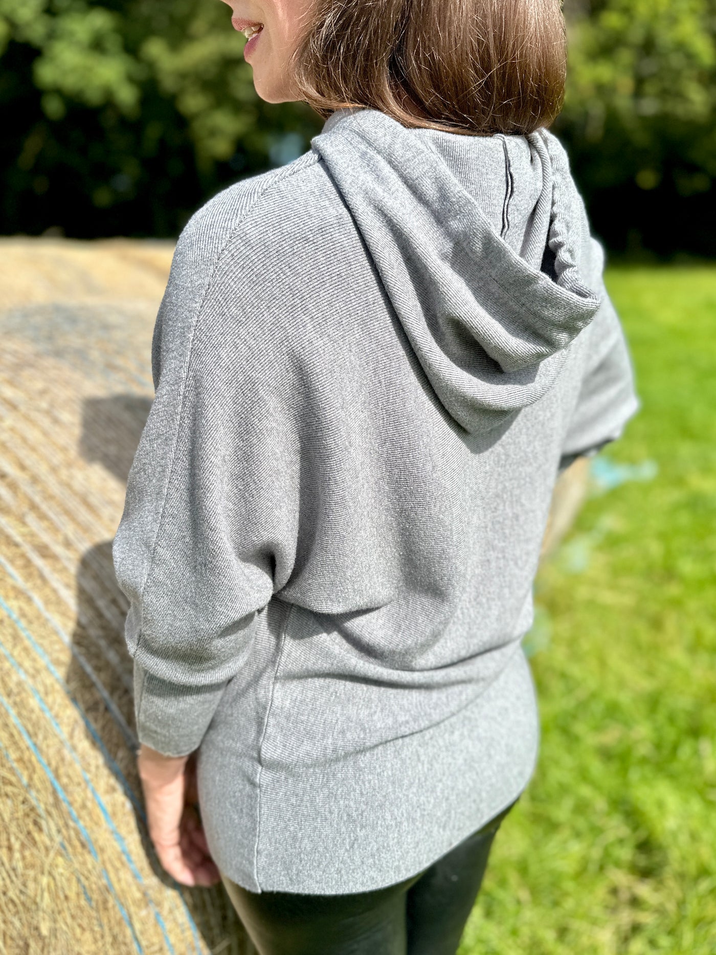Jessie Knitted Hoodie in Soft Grey