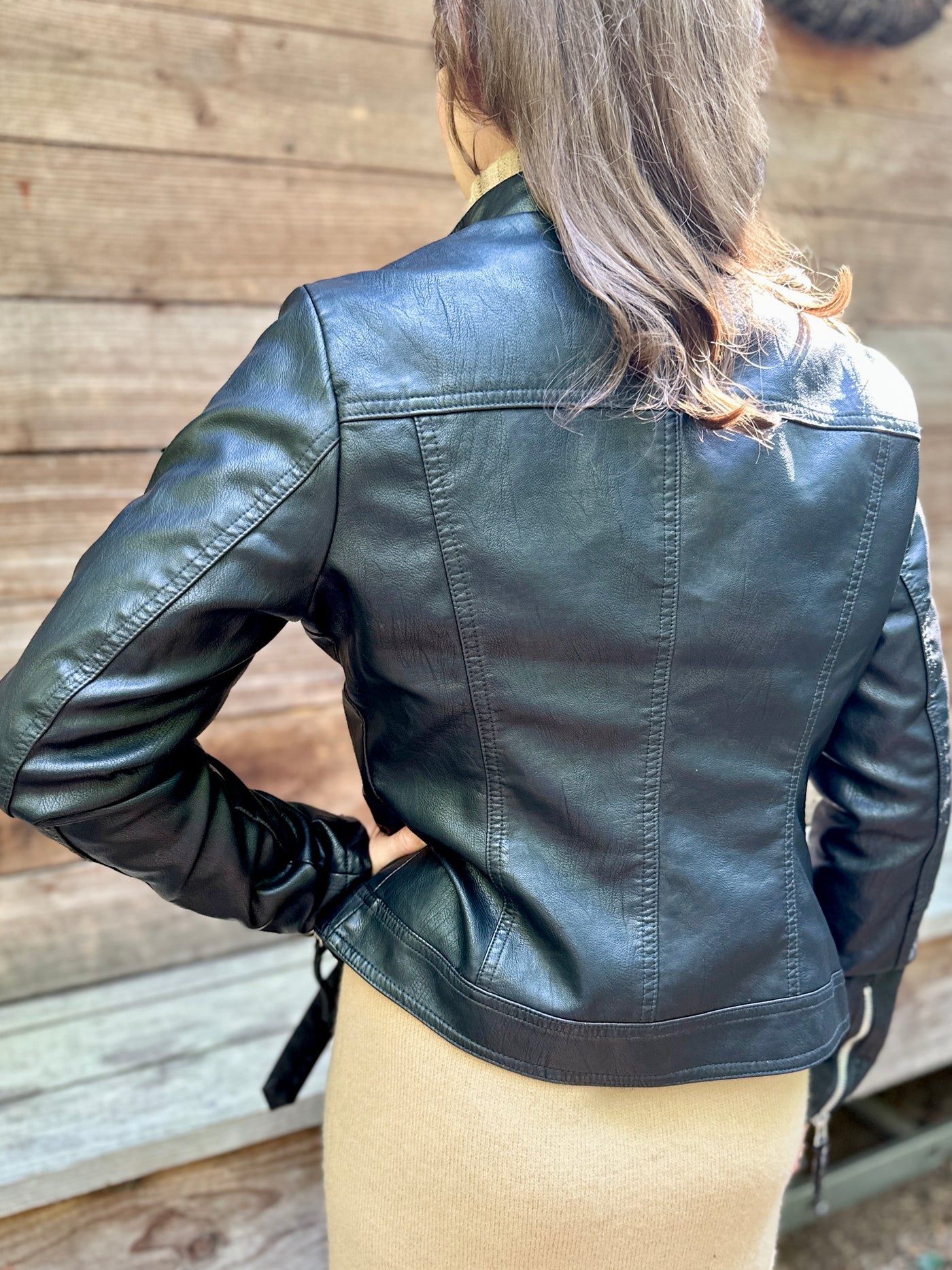 Davina Biker Jacket in Faux Leather