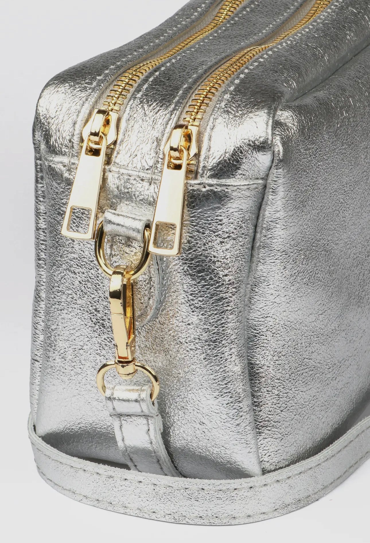 Phoebe Silver Leather Crossbody Bag