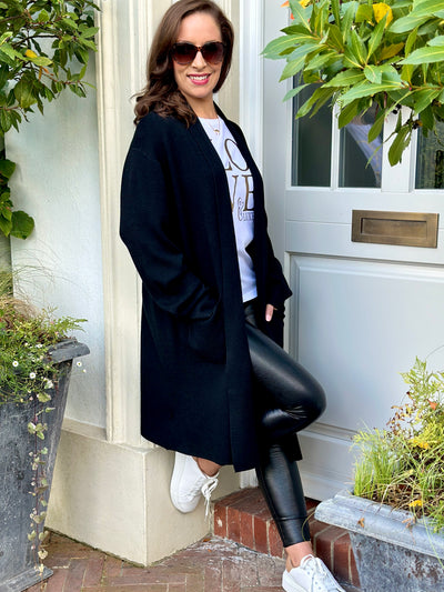 Evie Long Cardigan in Classic Black