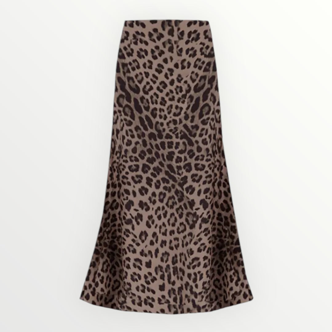 Leopard Print Satin Slip Skirt