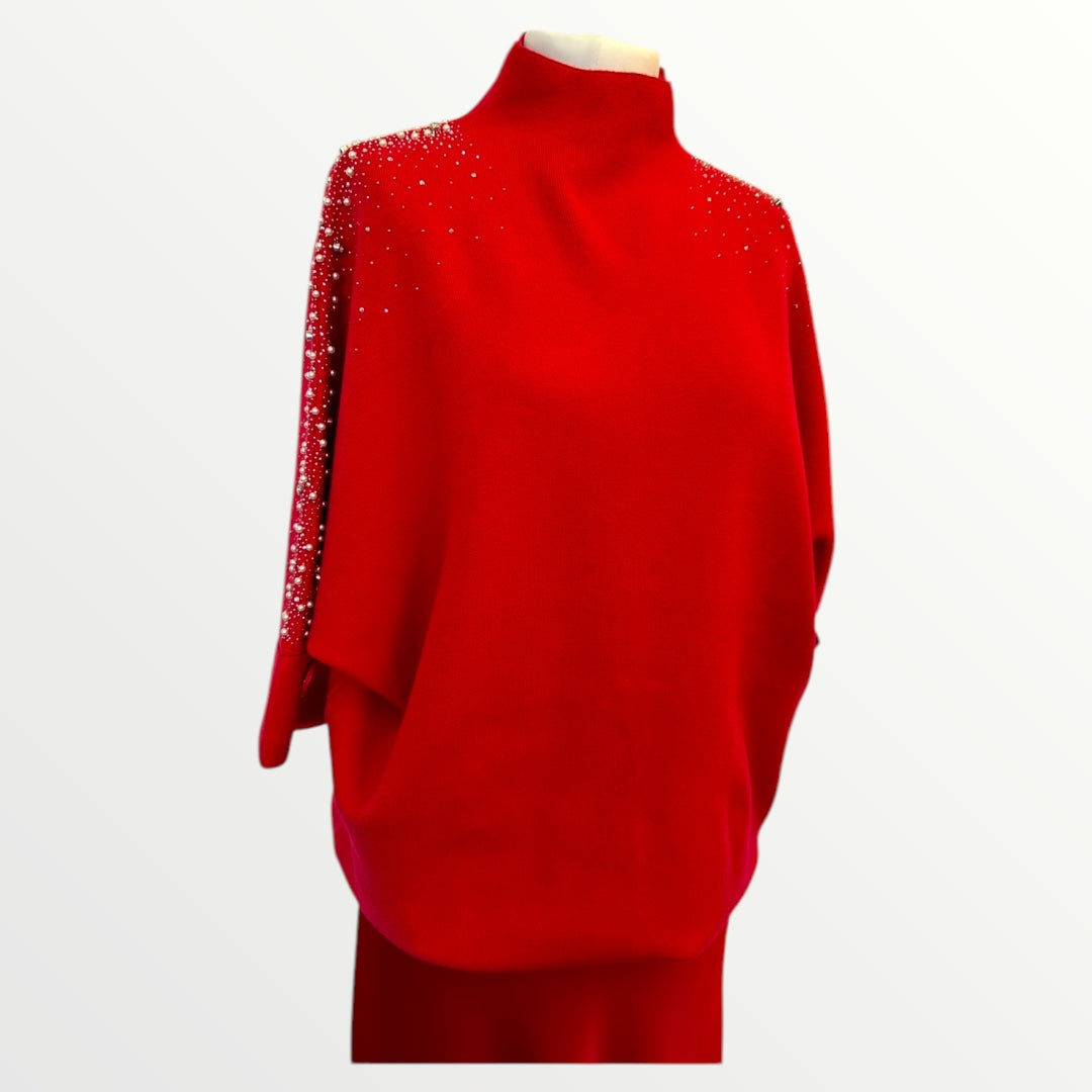 Mid length sparkle knitted high neck