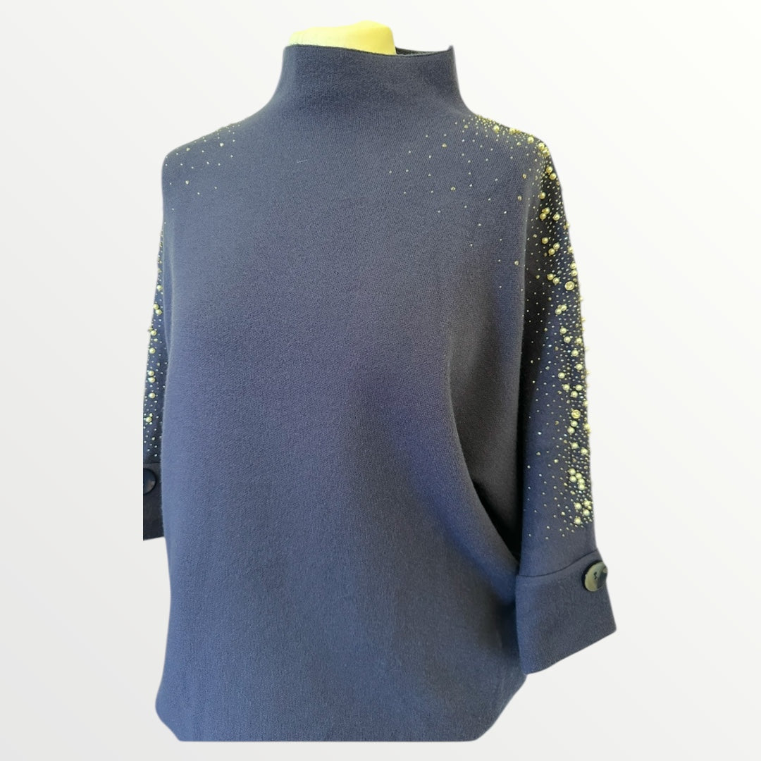 Mid length sparkle knitted high neck