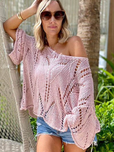 Becca Crochet Top in Blush