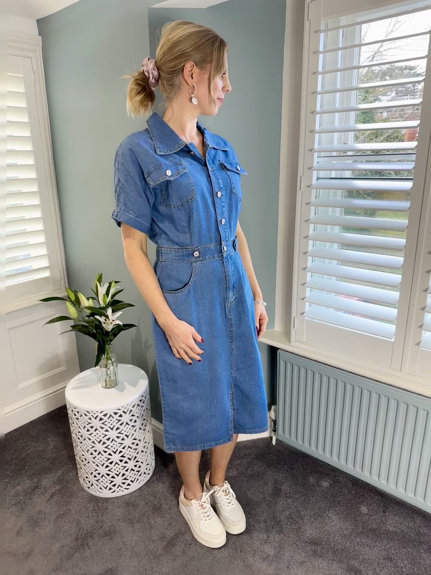 Felicity Midi Dress in Denim