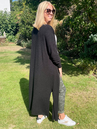 Sandy Full Length Cardigan in Soft Grey