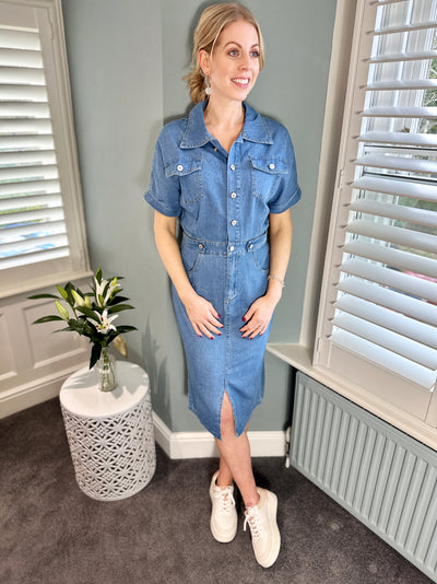 Felicity Midi Dress in Denim