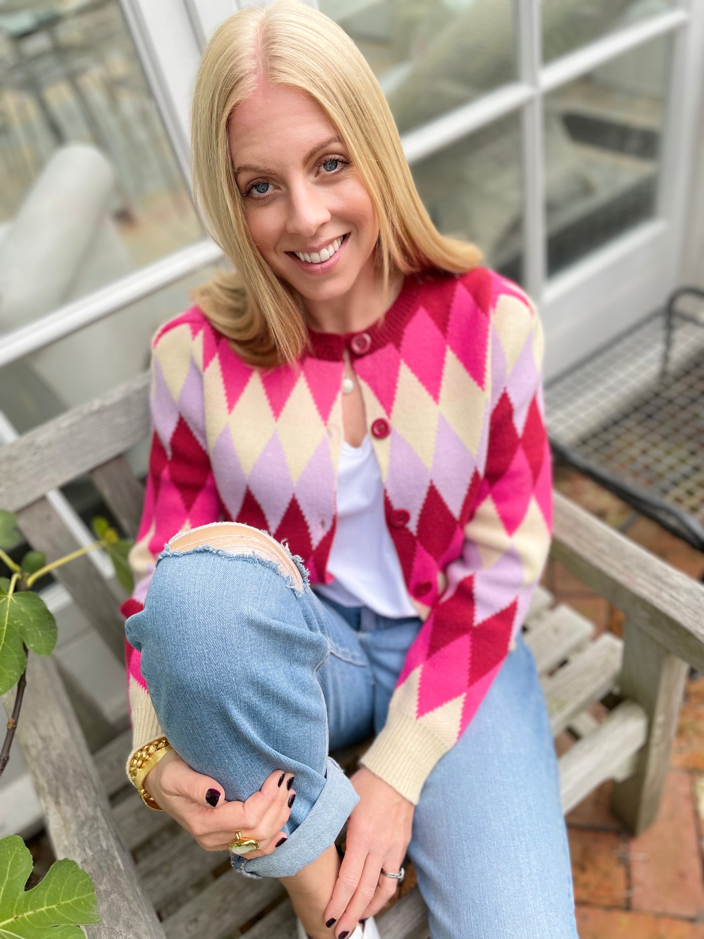 Lizzie Cardigan in Red & Pink