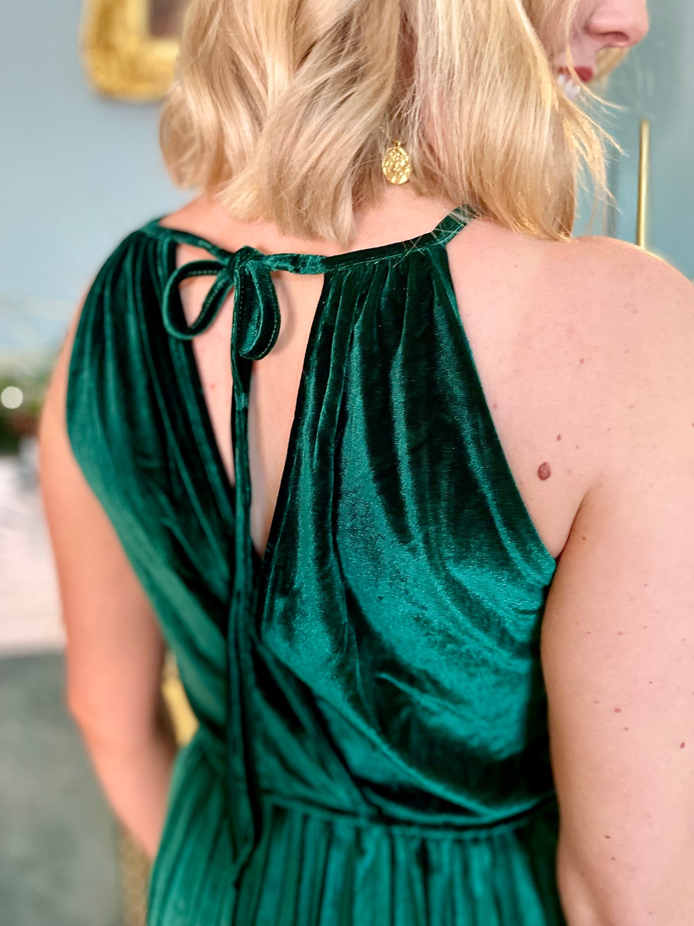 Natalia Velvet Dress in Green