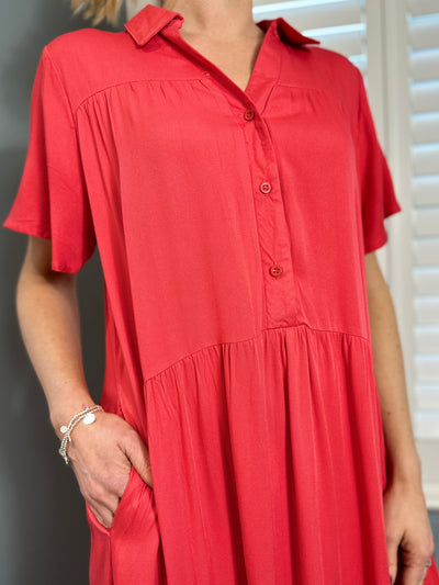 Zoe Dress in Coral