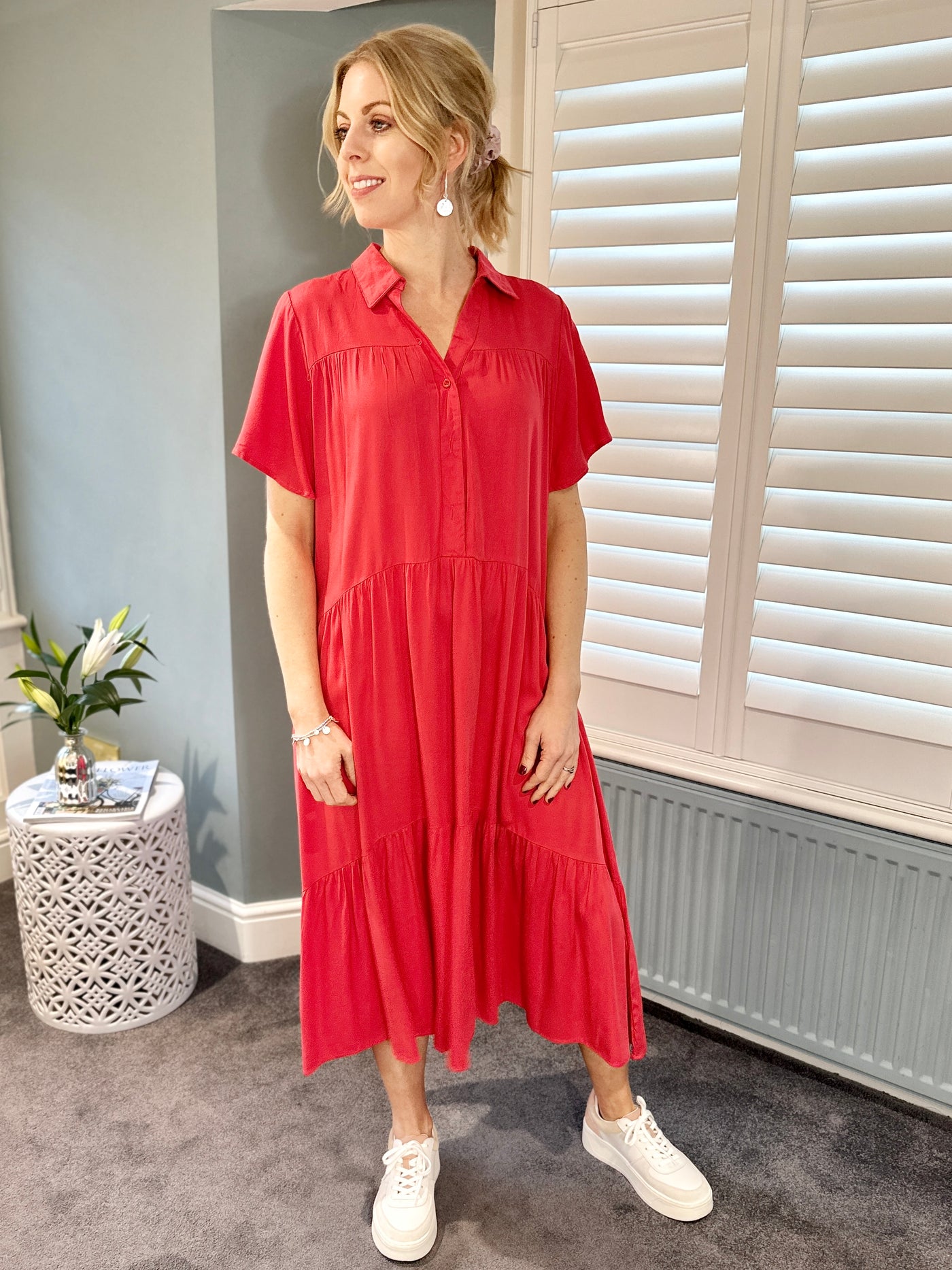 Zoe Dress in Coral