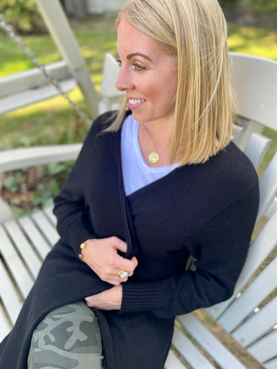 Sandy Full Length Cardigan in Classic Black