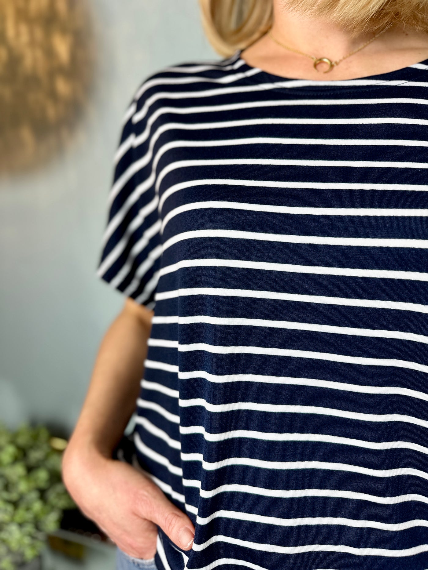 Naomi Top in Navy & White