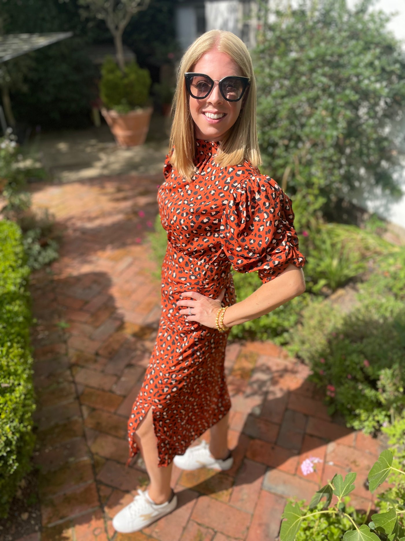 Beatrice Dress in Rust Animal Print