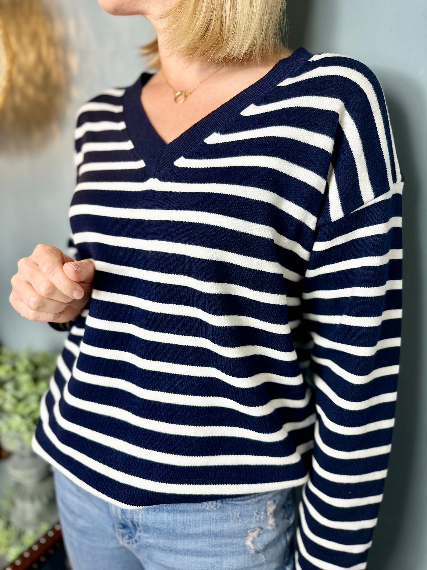 Chloe Jumper in Navy and White